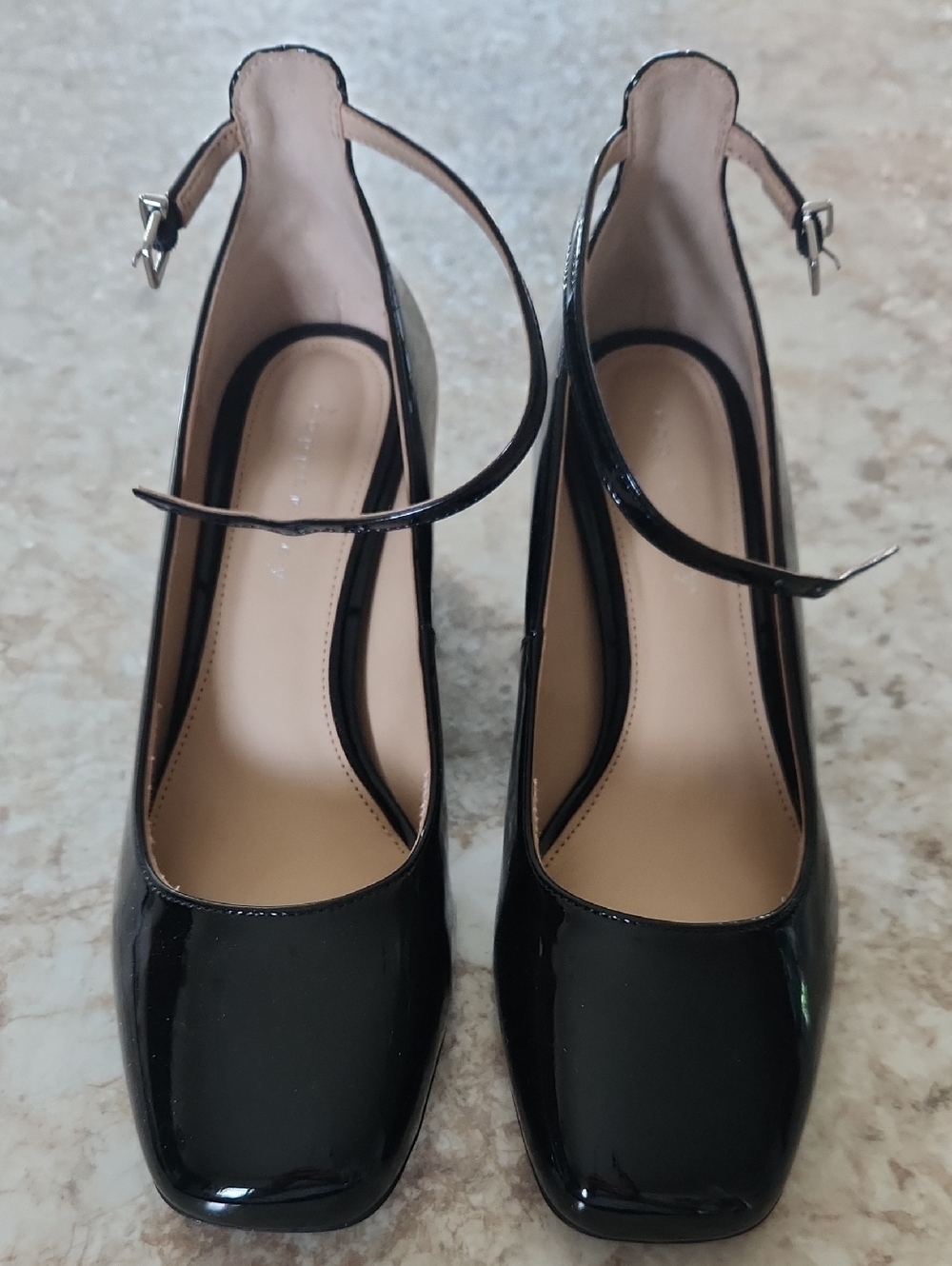 Copper Key Black Patent Mary Jane Slingback Heels